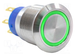 Switch: vandal resistant; DPDT; 3A/250VAC; IP67; ON-(ON); green