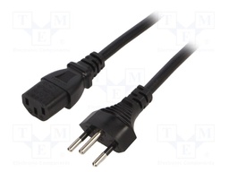 Cable; 3x1mm2; IEC C13 female,SEV-1011 (J) plug; PVC; 1.8m; black