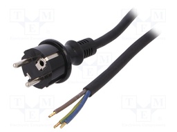 Cable; SCHUKO plug,CEE 7/7 (E/F) plug,wires; 4m; black; rubber