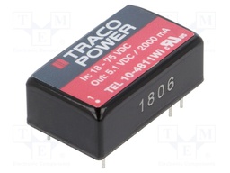 Converter: DC/DC; 10W; Uin: 18÷75V; Uout: 5.1VDC; Iout: 2000mA; DIP16