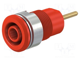 Socket; 4mm banana; 24A; 1kV; Cutout: Ø12.2mm; red; gold-plated