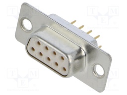D Sub Connector, DB9, Standard, Receptacle, 9 Contacts, DE, Solder