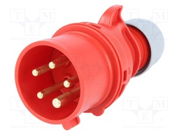 Connector: AC supply 3-phase; plug; male; 16A; 400VAC; IEC 60309