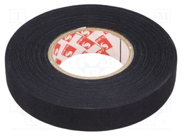 Tape: fixing; W: 15mm; L: 25m; D: 0.25mm; black; rubber; rayon