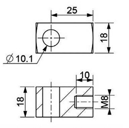 Mounting element for gas spring; Mat: steel; Thread: M8; 10.1mm