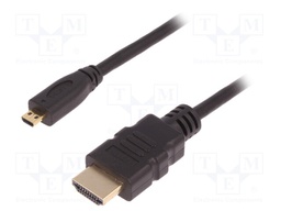 Cable; HDMI 1.4; HDMI micro plug,HDMI plug; 3m; black