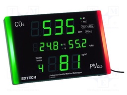 Meter: air quality; Range: 0÷9999ppm (CO2); -10÷60°C; Display: LED