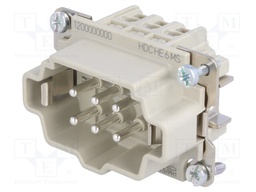 Connector: rectangular; male; PIN: 6; 6+PE; size 3; screws; straight