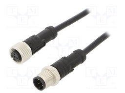 Cable: for sensors/automation; PIN: 4; M12-M12; 1m; plug; plug; 250V