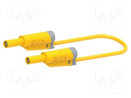 Test lead; 36A; banana plug 4mm,both sides; Len: 0.5m; yellow