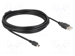 Cable; USB 2.0; USB A plug,USB B mini plug; 5m; black; 480Mbps