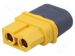 Plug; DC supply; XT60; female; PIN: 2; for cable; soldered; 30A; 500V