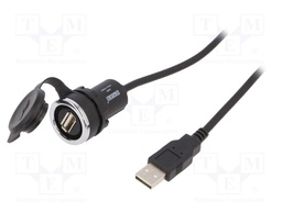 USB socket; 22mm; IP65; on panel; 1m; Mat: plastic