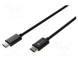 Cable; USB 2.0; USB C plug,both sides; 0.2m; black; 20AWG,28AWG