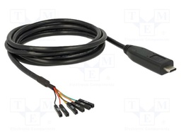 Cable; USB 2.0; USB C plug,1pin pin header x6; 2m; black; 26AWG