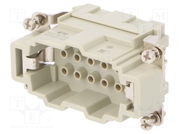 Connector: HDC; male; HE; PIN: 10; 10+PE; size 4; w/o contacts; 16A