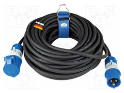 Extension lead; 3G2.5mm2; Sockets: 1; rubber; black; 25m; 16A
