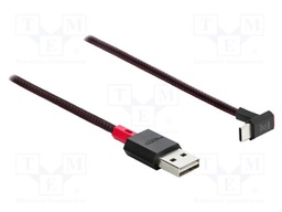 Cable; USB 2.0; USB A plug double sided,USB C plug 90° up/down