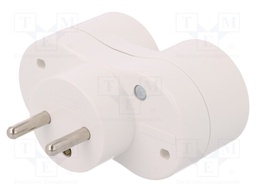 Connector: AC supply; splitter; Layout: 2P+PE; white; 250VAC; 16A
