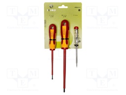 Kit: screwdrivers; insulated; Phillips,slot; Size: PH1,SL 3,SL 4
