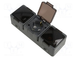 Connector: AC supply; socket; 2P+PE; 250VAC; 16A; dark grey; PIN: 3