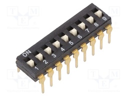 Switch: DIP-SWITCH; Poles number: 9; OFF-ON; 0.025A/24VDC; Pos: 2/9
