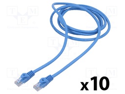 Patch cord; U/UTP; 6; stranded; CCA; PVC; blue; 2m; 26AWG; Cores: 8