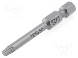 Screwdriver bit; Torx®; TX15; Overall len: 50mm