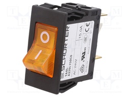 Circuit breaker; Urated: 240VAC; 60VDC; 15A; DPST; Poles: 2; SNAP-IN