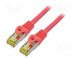 Patch cord; S/FTP; 6a; stranded; Cu; LSZH; red; 1m; 27AWG; Cores: 8