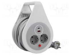 Mains; 3x1.5mm2; Schuko; Sockets: 4; PVC; white; 10m; 13A