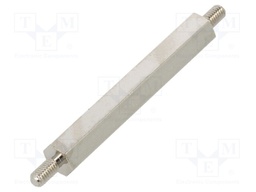 Screwed spacer sleeve; 40mm; Ext.thread: M3; hexagonal; brass