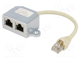 Plug/socket; splitter; Layout: 8p8c; RJ45 socket x2,RJ45 plug