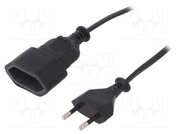 Extension lead; Sockets: 1; PVC; black; 2x0,75mm2; 1.5m; 2.5A