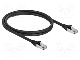 Patch cord; S/FTP; Cat: 6a; RJ45 plug,both sides; 1m; PUR; black