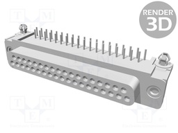 D-Sub; PIN: 37; socket; female; angled 90°; THT; UNC4-40; 0.76um