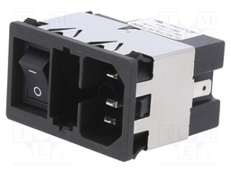 Filtered IEC Power Entry Module, IEC C14, Medical, 10 A, 250 VAC, 2-Pole Switch, 2-Pole Fuse Holder