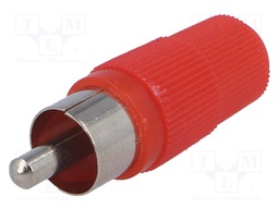 Plug; RCA; male; straight; soldering; red; for cable