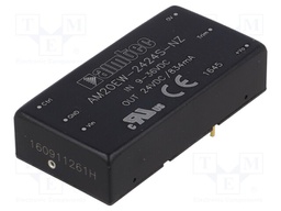 Converter: DC/DC; 20W; Uin: 9÷36V; 24VDC; Iout: 834mA; 2"x1"; 26g