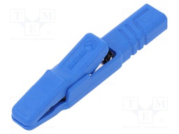 Crocodile clip; 25A; blue; Grip capac: max.9.5mm; Socket size: 4mm