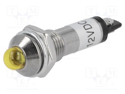 Indicator: LED; prominent; 12VDC; Cutout: Ø8.2mm; IP40; metal