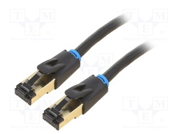 Patch cord; S/FTP; Cat 8; OFC; PVC; black; 1m; RJ45 plug,both sides