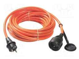 Extension lead; 3G2.5mm2; with flap; Sockets: 1; PUR; orange; 10m