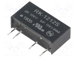 Converter: DC/DC; 1W; Uin: 10.8÷13.2V; Uout: 12VDC; Iout: 84mA; SIP7