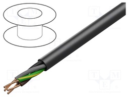 Wire; YnKXSżo; 5G1.5mm2; solid; Cu; PVC; black; 600V,1kV