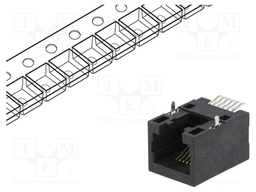 Socket; RJ12; PIN: 6; Cat: 5; Layout: 6p6c; SMT; horizontal