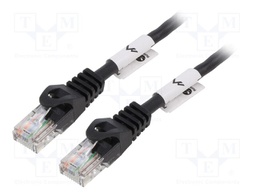 Patch cord; U/UTP; 5e; stranded; CCA; PVC; black; 5m; 26AWG; Cores: 8