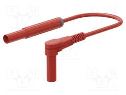 Test lead; 19A; banana plug 4mm,angular banana plug 4mm; red