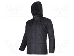 Work jacket; Size: XXL; black; furlined,with a hood; 140g/m2