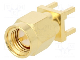 Socket; SMA; male; straight; 50Ω; THT; on PCBs; teflon; gold-plated